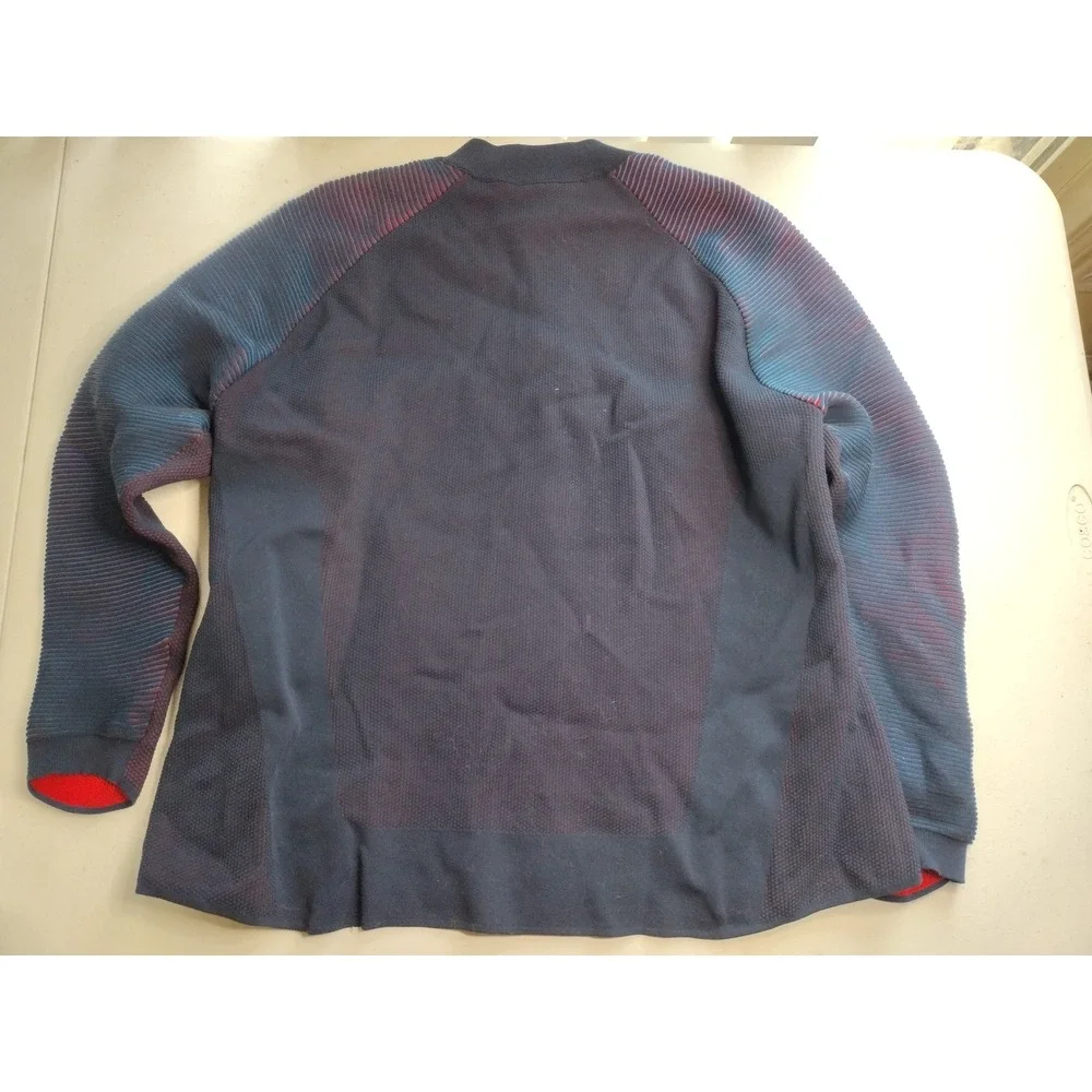 Nike Mens XL Full Zip Track Jacket Navy Blue Red Knit Sleeves Mock Neck